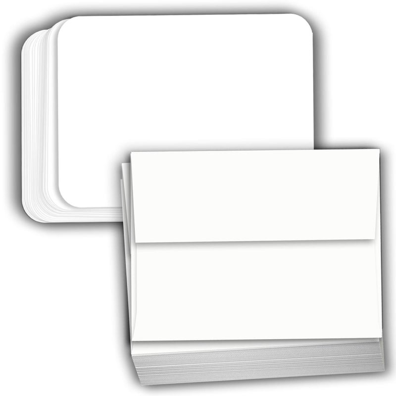 Hamilco White Cardstock Thick Paper - Blank Index Flash Note & Post Cards Rounded Corners with Envelopes Greeting Invitations Stationary 4 X 6" Heavy weight 80 lb Card Stock - 100 Pack - Image 1